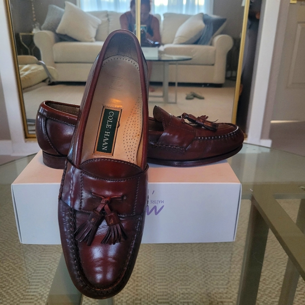 Cole Haan Men's Burgundy Loafers with Tassel Preowned Excellent Condition 11